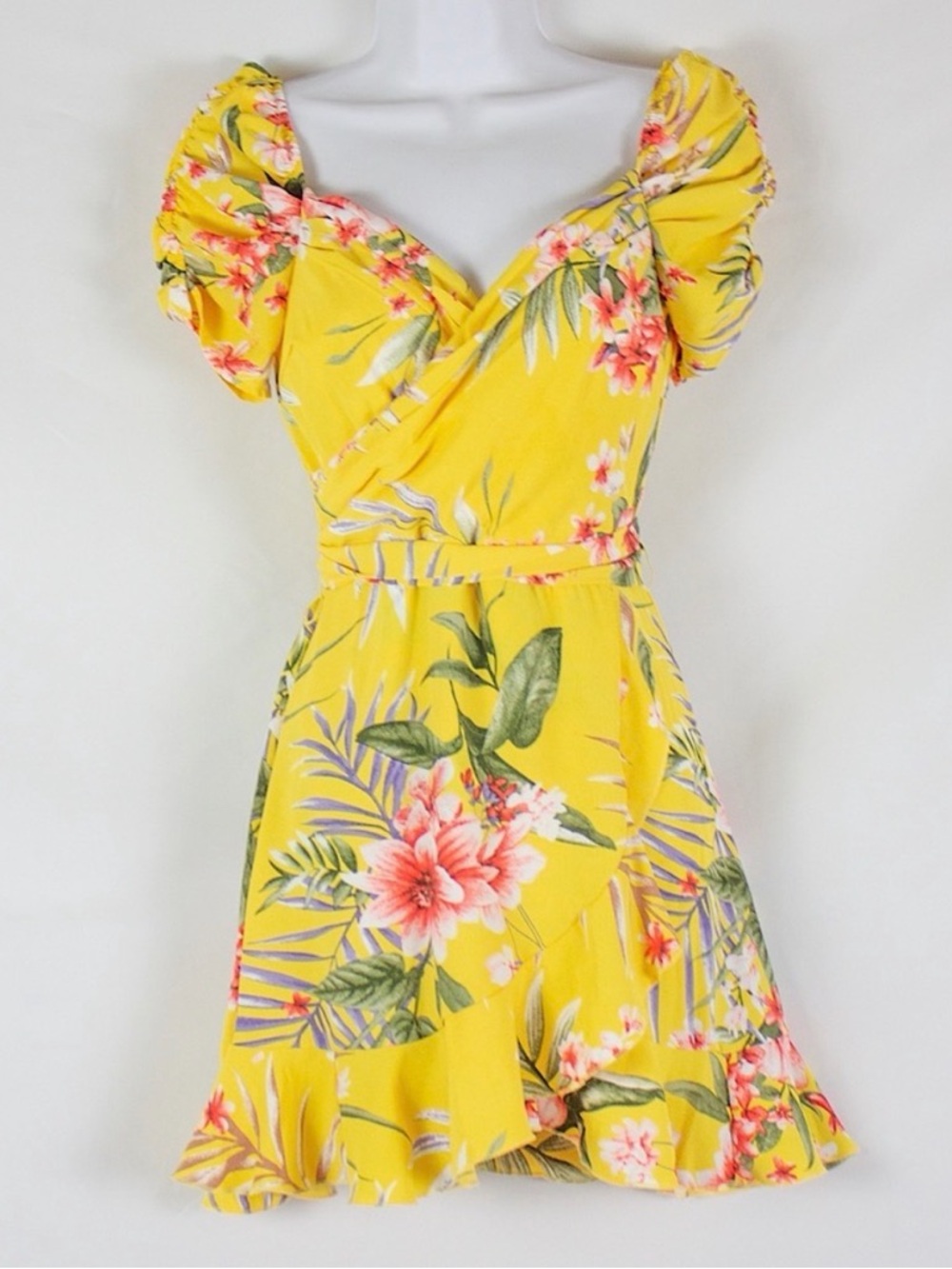 Sunny Yellow Floral  Mini Dress